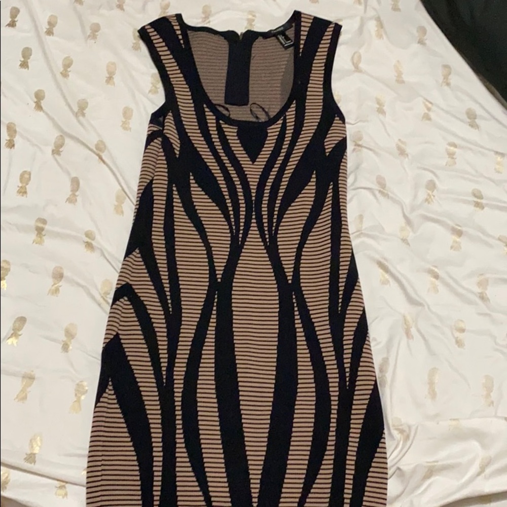 Tan and black mini dress